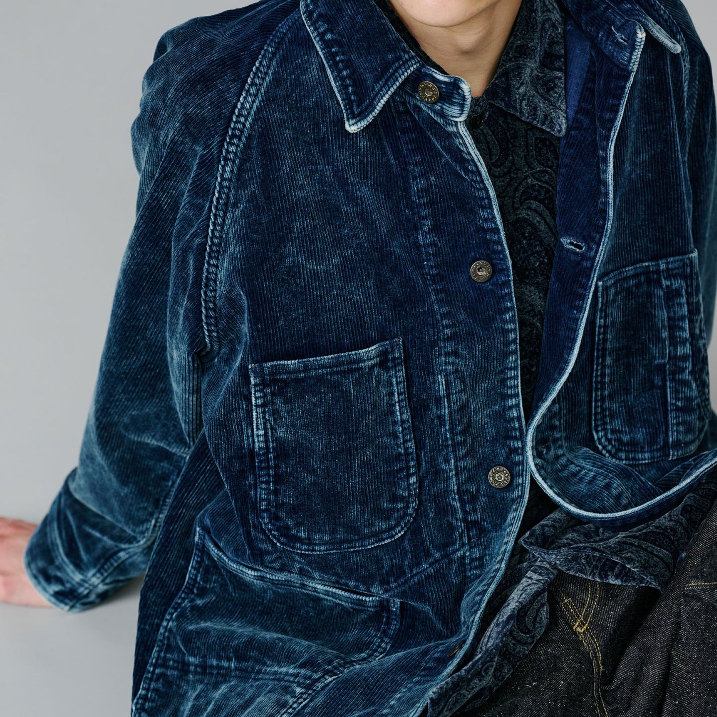 9W INDIGO CORDUROY WORK COAT 15739