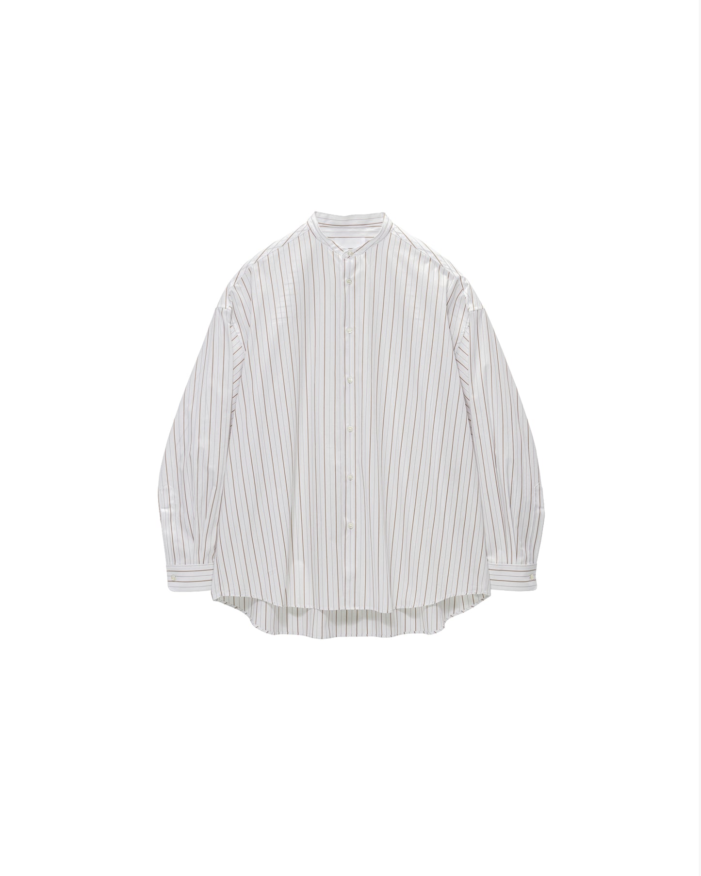 SIDOGRAS Brown Stripe Oversized Band Collar Shirt