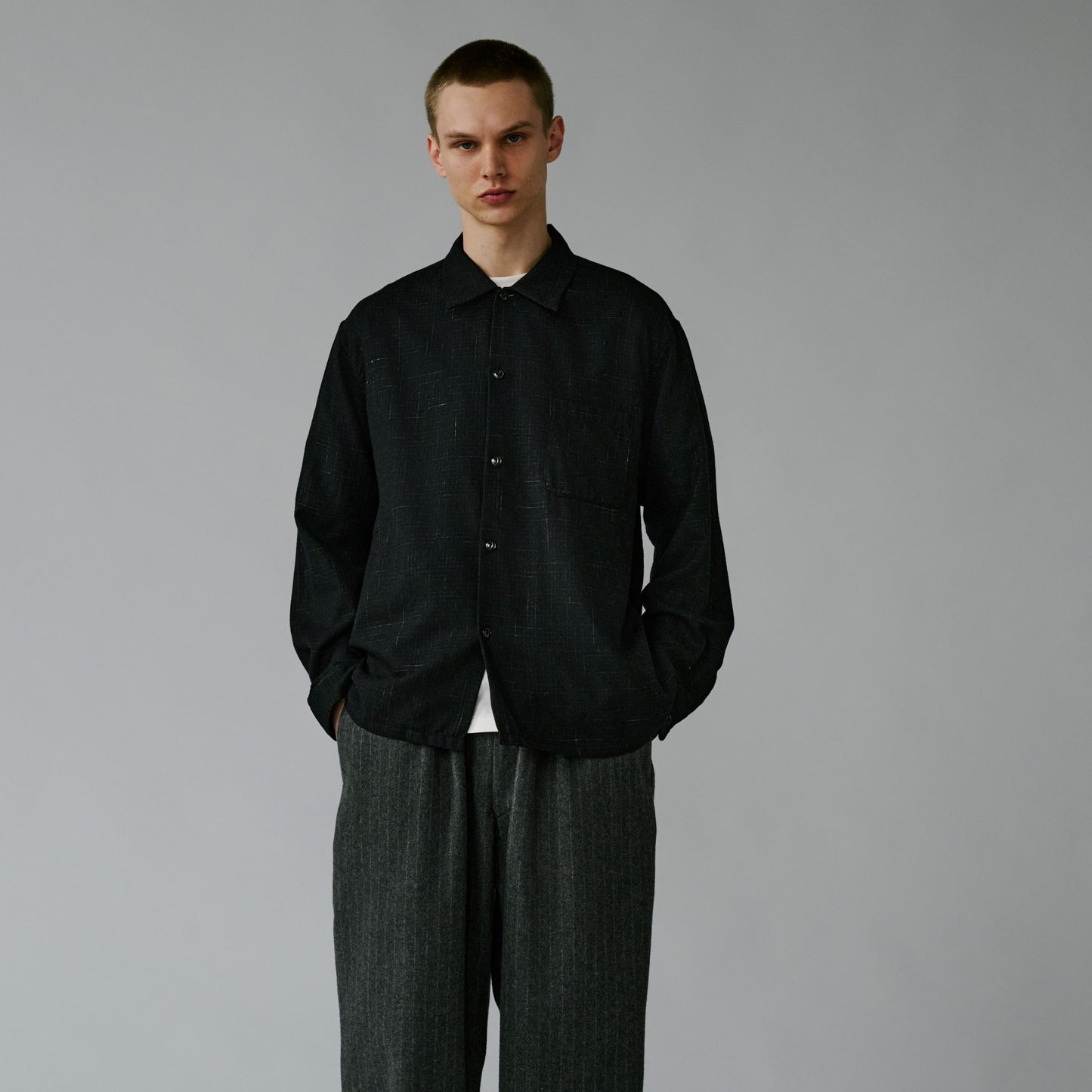 WOOL Super 120’s CHECK OPEN SHIRT 29548