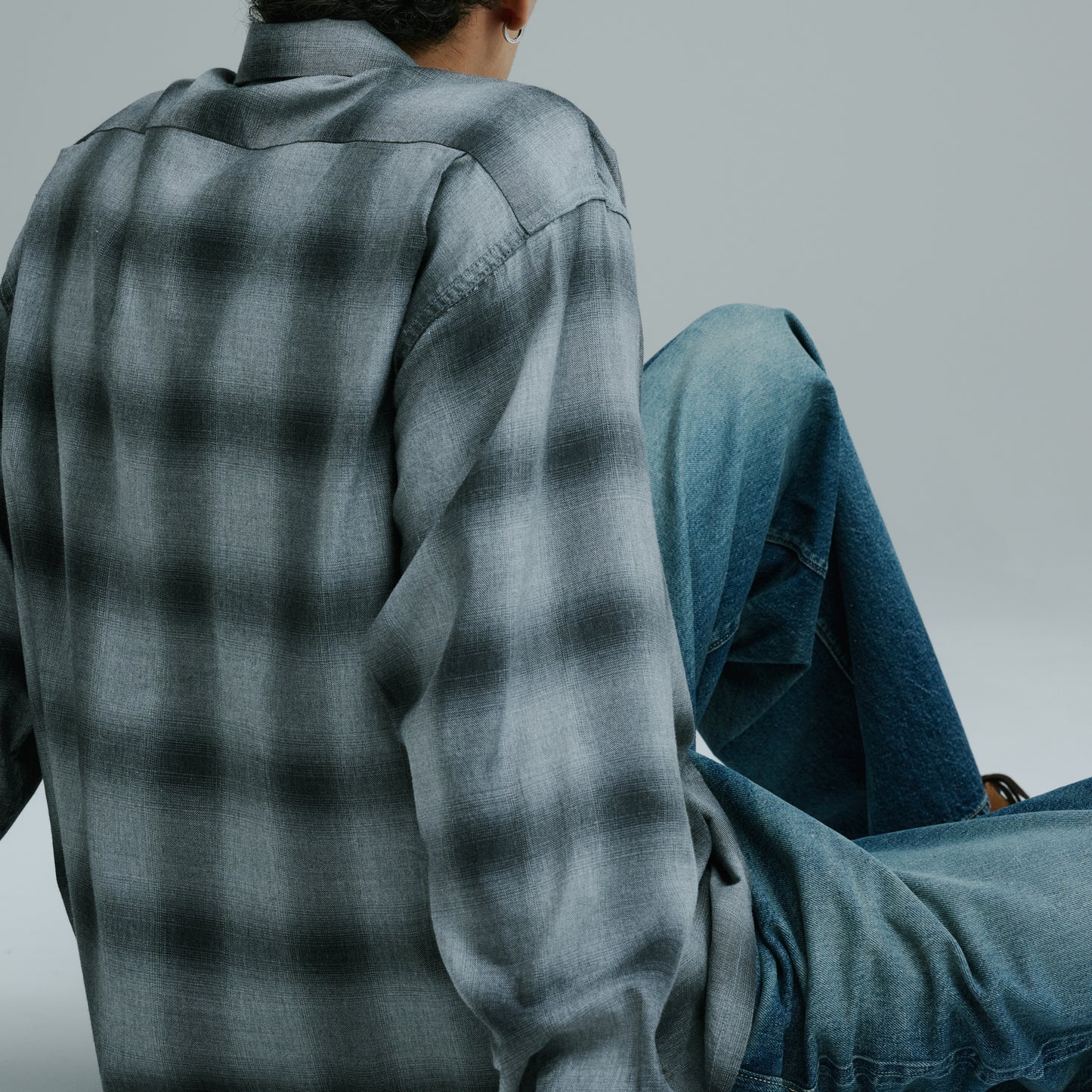 COTTON/SILK NEL CHECK OPEN SHIRT 29646