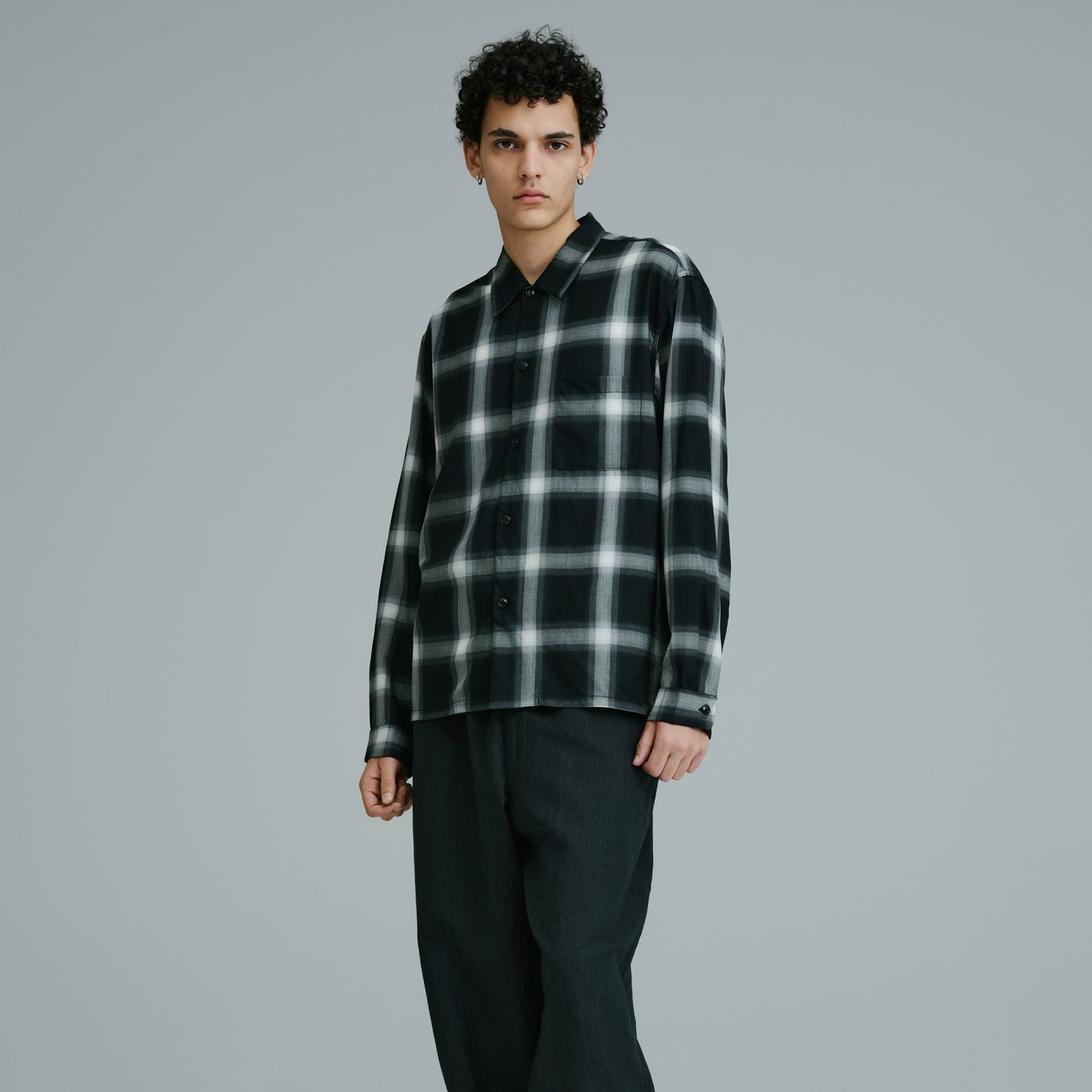 WOOL Super140's TROPICAL OPEN SHIRT 29647