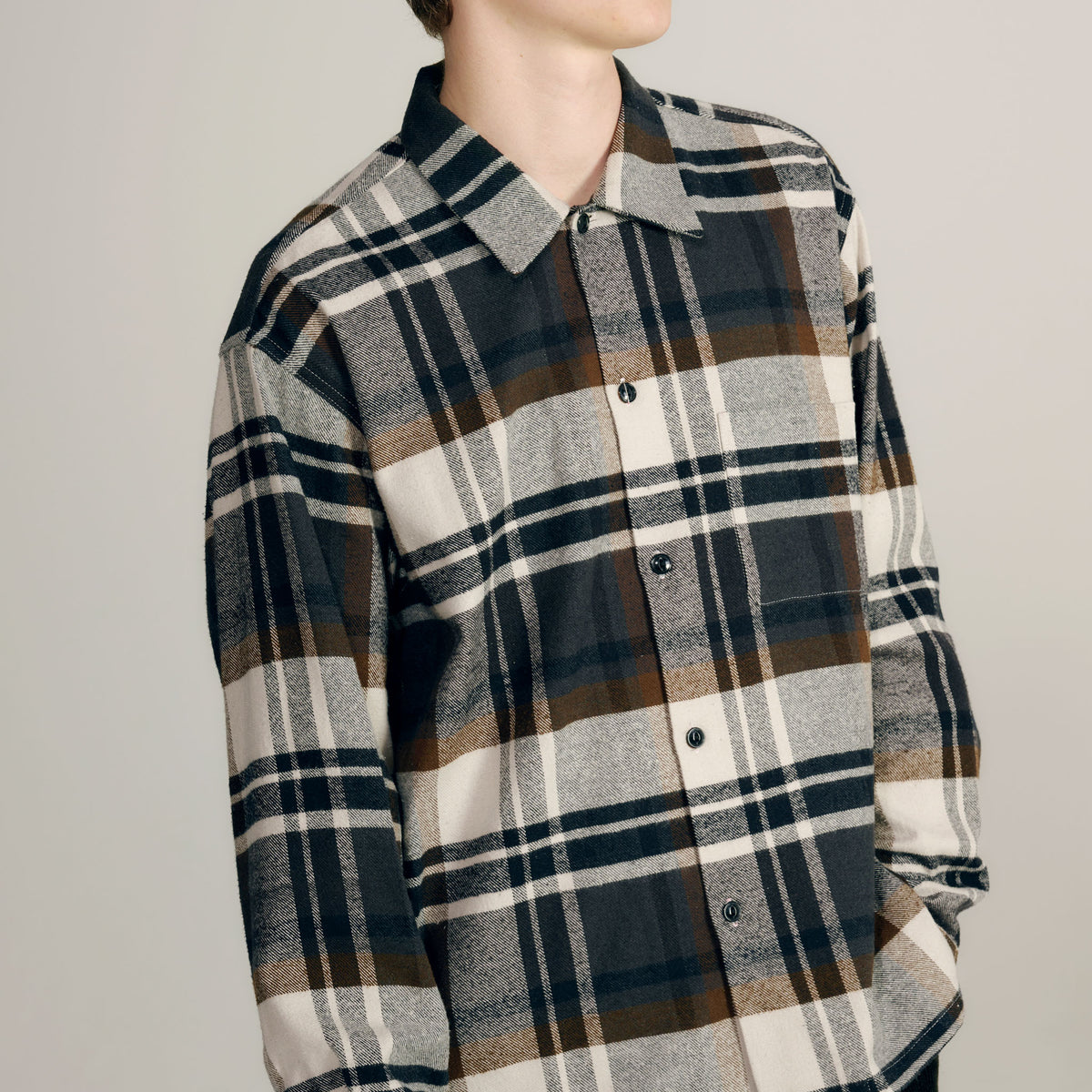 COTTON/SILK NEP CHECK OPEN SHIRT 29754