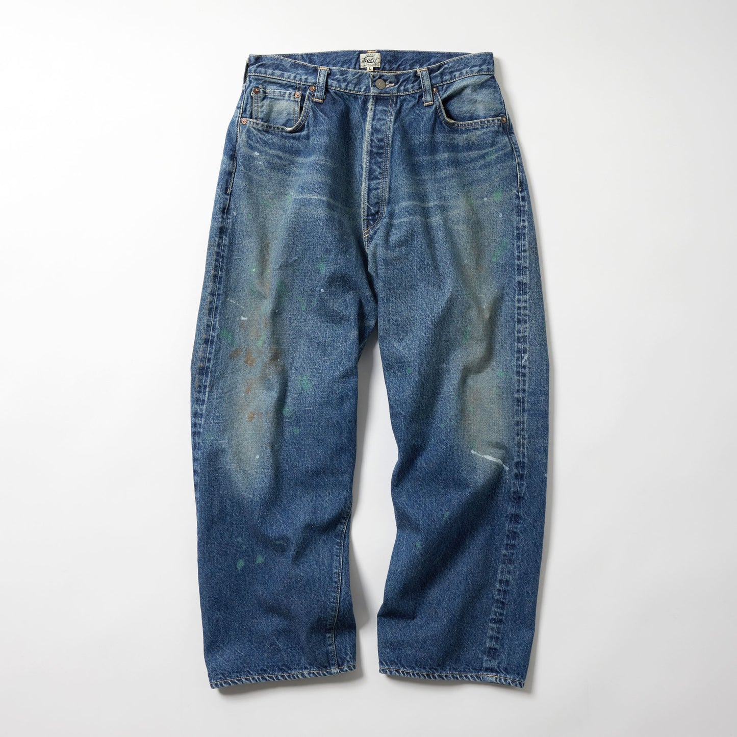 RECYCLED WASTE SUVIN COTTON YARN 14oz. DENIM 5POCKET WIDE PANTS VINTAGE WASHED 42503