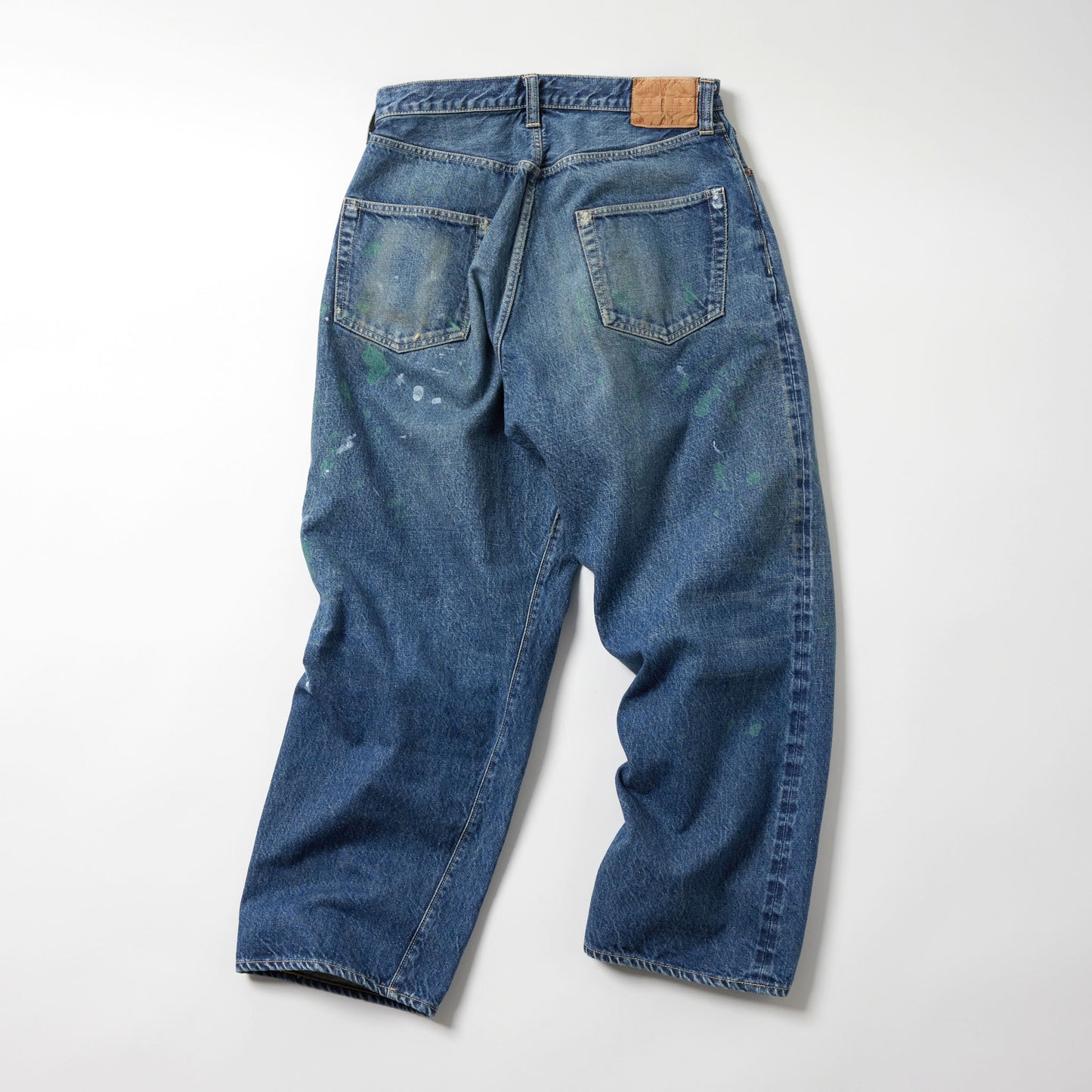 RECYCLED WASTE SUVIN COTTON YARN 14oz. DENIM 5POCKET WIDE PANTS VINTAGE WASHED 42503
