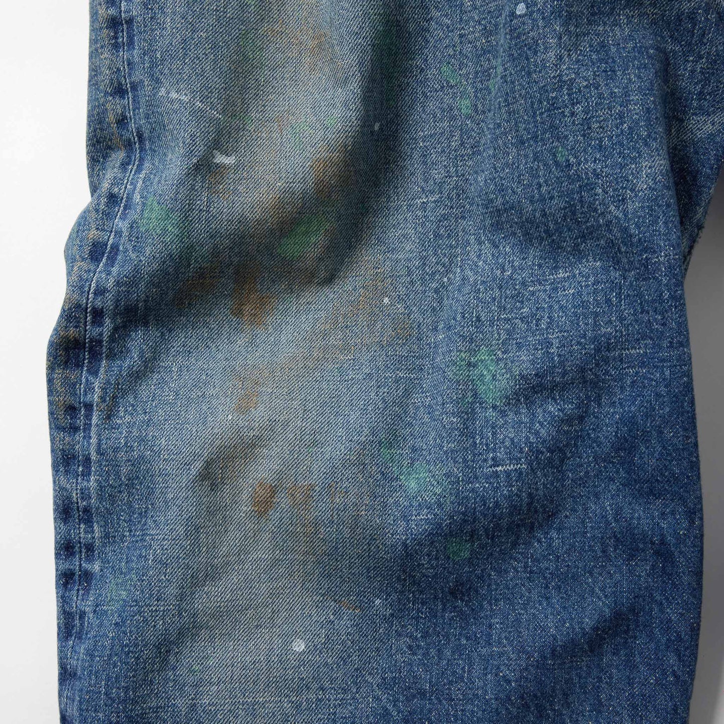 RECYCLED WASTE SUVIN COTTON YARN 14oz. DENIM 5POCKET WIDE PANTS VINTAGE WASHED 42503