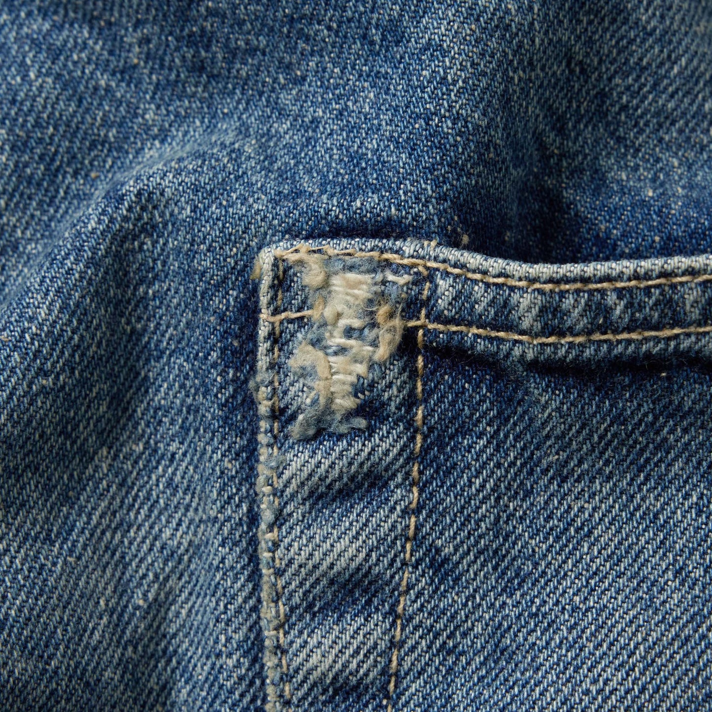 RECYCLED WASTE SUVIN COTTON YARN 14oz. DENIM 5POCKET WIDE PANTS VINTAGE WASHED 42503