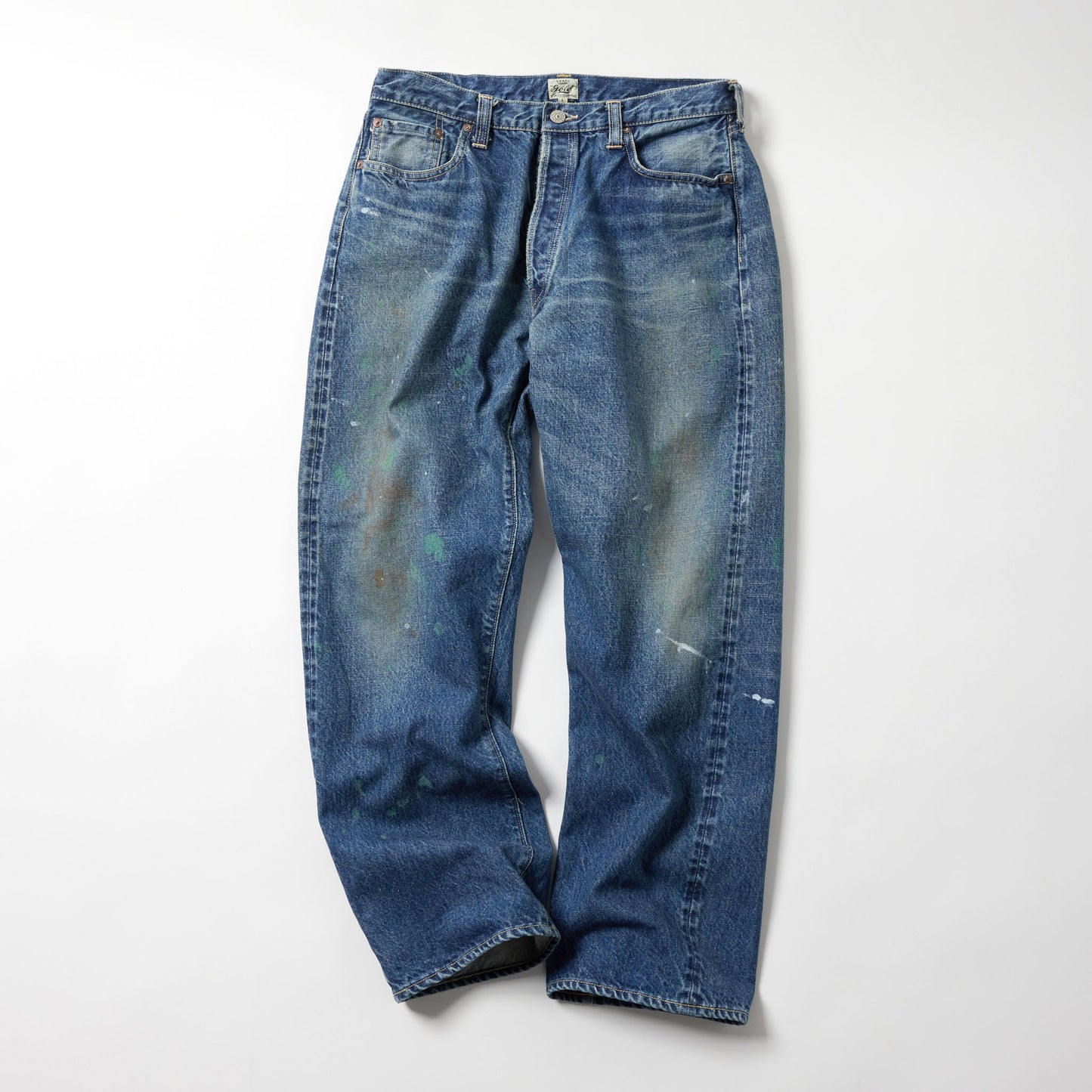 RECYCLED WASTE SUVIN COTTON YARN 14oz. DENIM 5POCKET STRAIGHT PANTS VINTAGE WASHED 42504