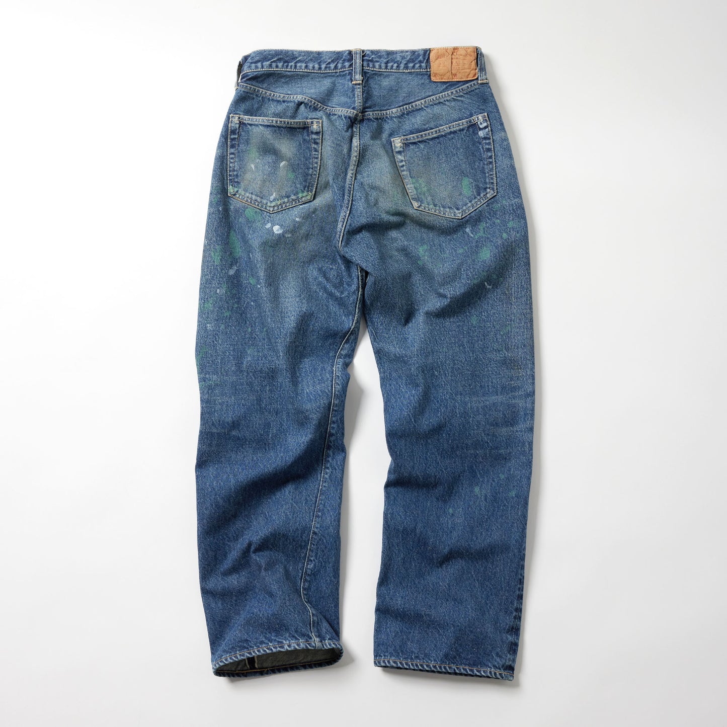 RECYCLED WASTE SUVIN COTTON YARN 14oz. DENIM 5POCKET STRAIGHT PANTS VINTAGE WASHED 42504