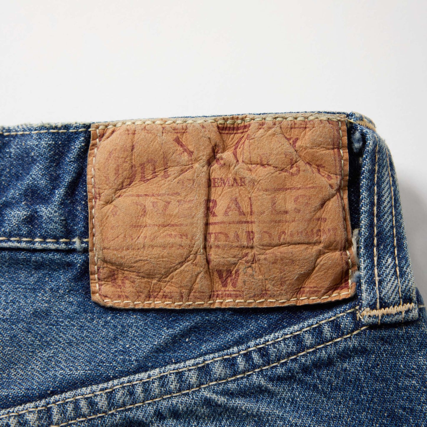 RECYCLED WASTE SUVIN COTTON YARN 14oz. DENIM 5POCKET STRAIGHT PANTS VINTAGE WASHED 42504