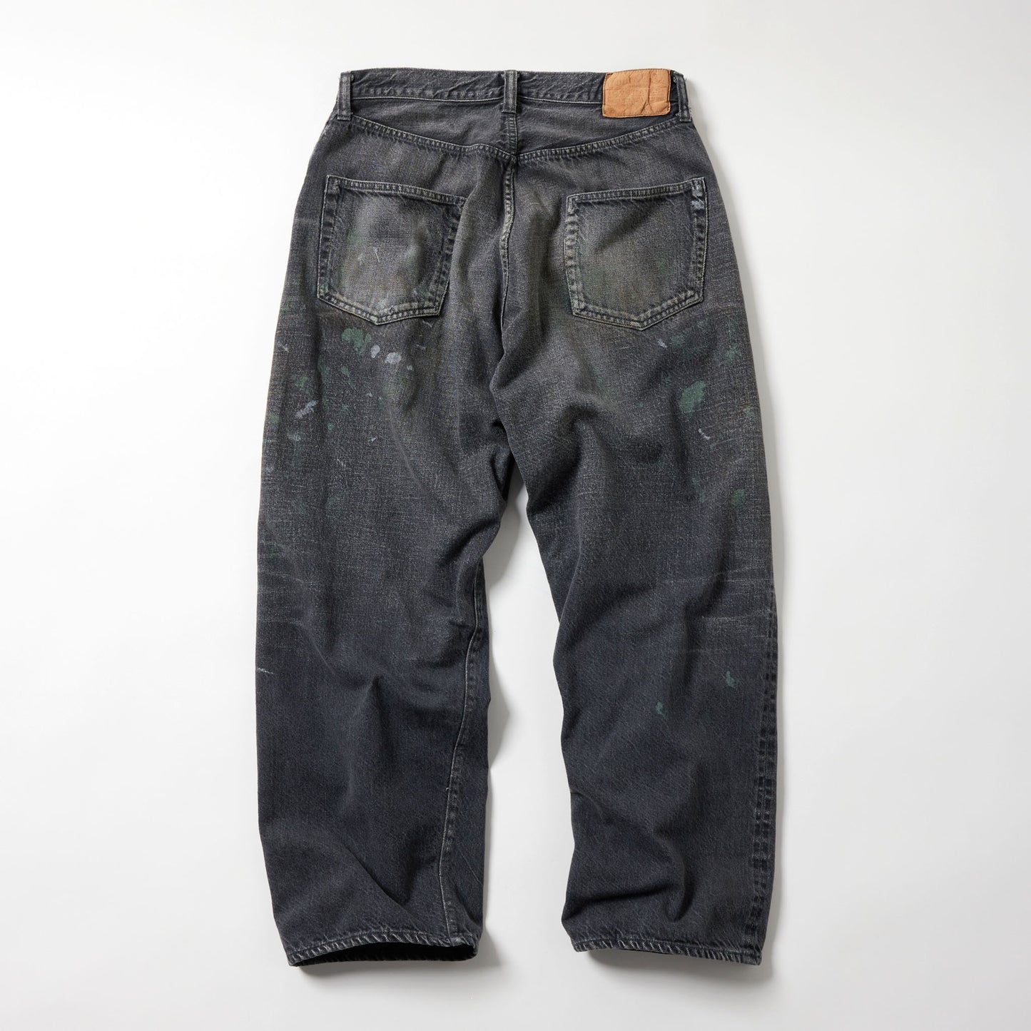 RECYCLED WASTE SUVIN COTTON YARN 11.5oz DENIM 5POCKET WIDE PANTS VINTAGE WASHED(ZIPPER FLY) 42505