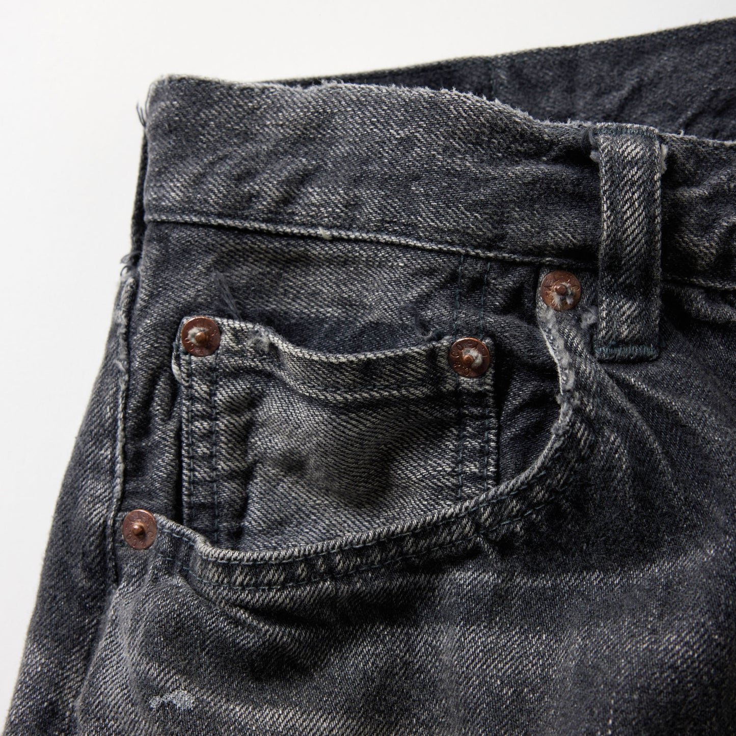 RECYCLED WASTE SUVIN COTTON YARN 11.5oz DENIM 5POCKET WIDE PANTS VINTAGE WASHED(ZIPPER FLY) 42505