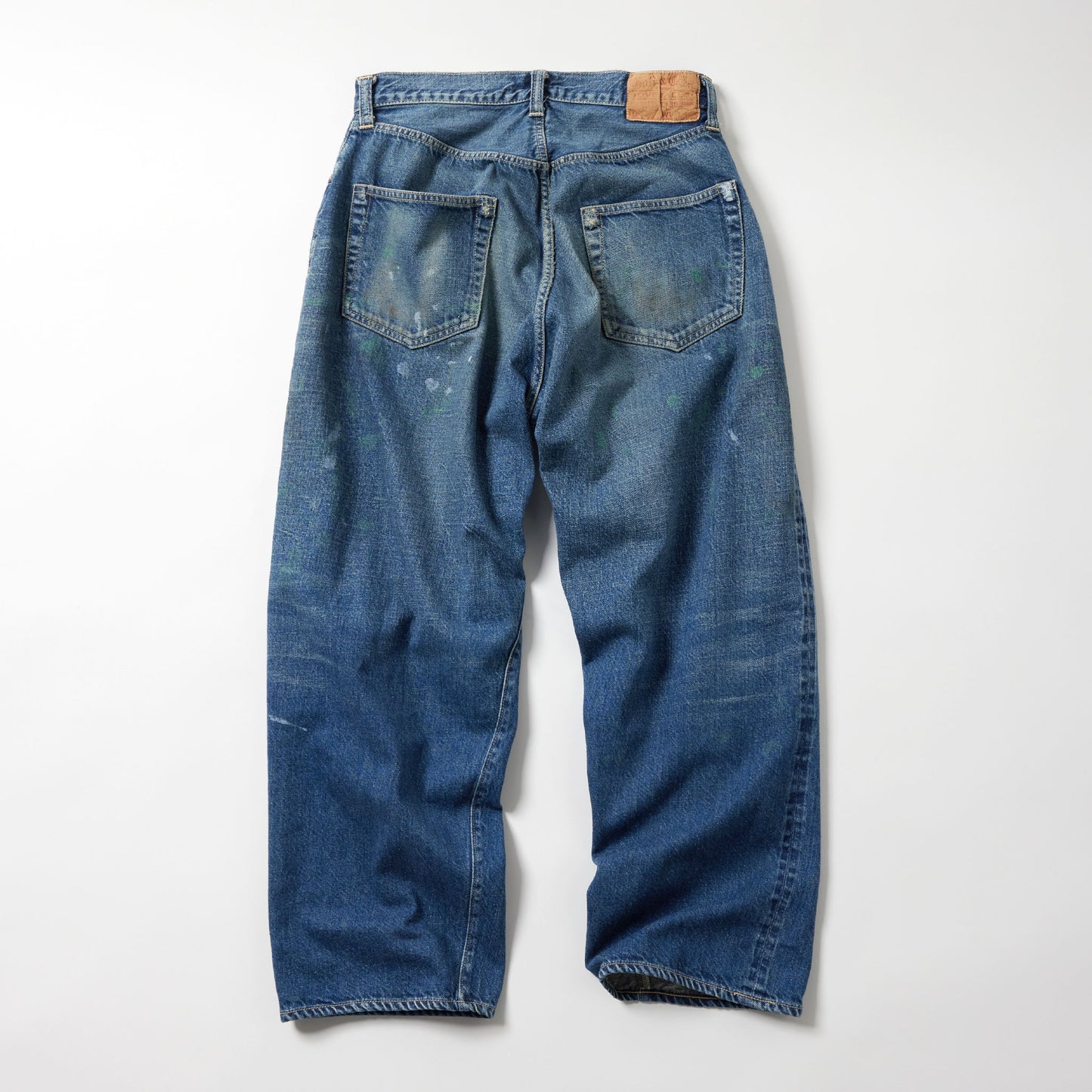 RECYCLED WASTE SUVIN COTTON YARN 11.5oz DENIM 5POCKET WIDE PANTS VINTAGE WASHED(ZIPPER FLY) 42505