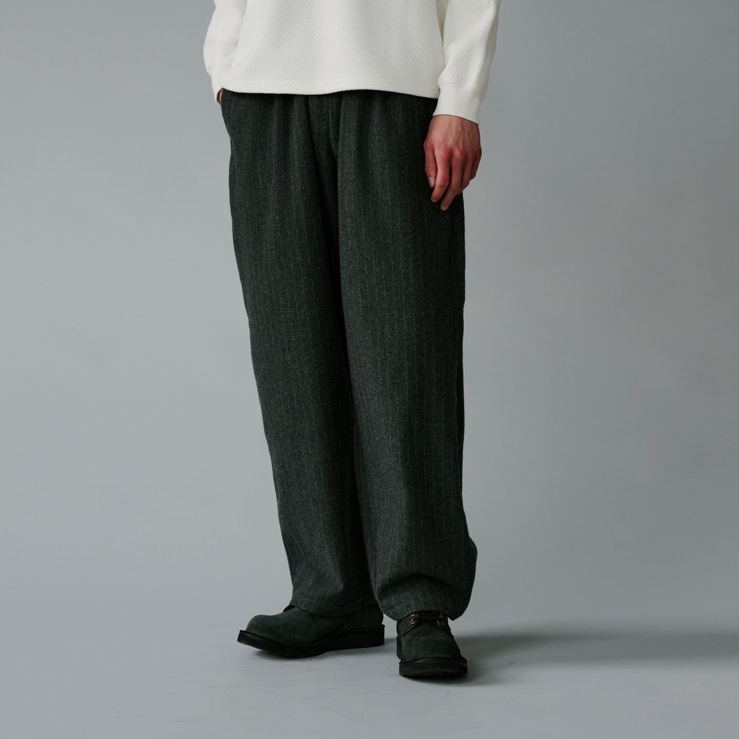 Super 160's WOOL HERRINGBONE MOSSER 1TUCK EASY PANTS 42576