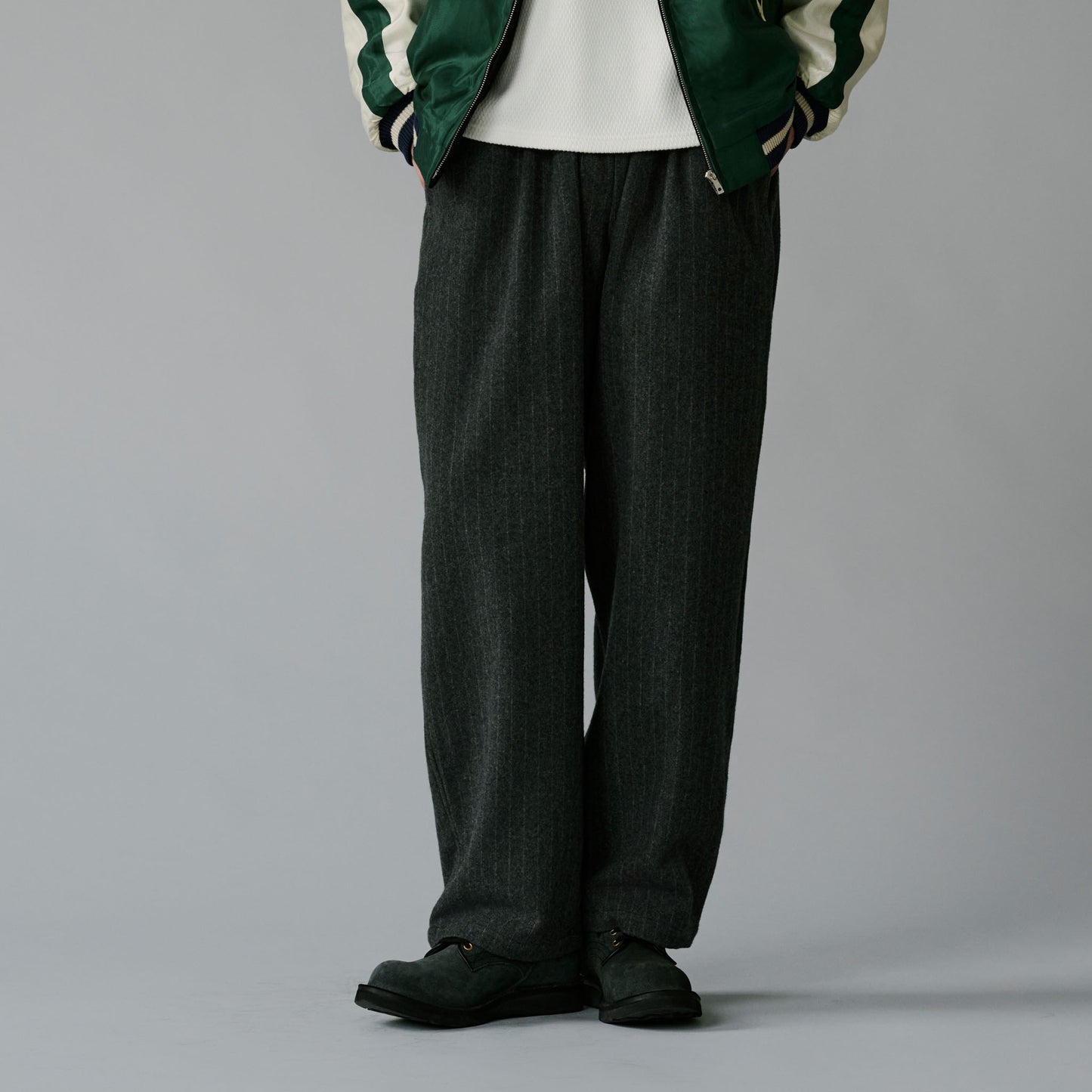 Super 160's WOOL HERRINGBONE MOSSER 1TUCK EASY PANTS 42576