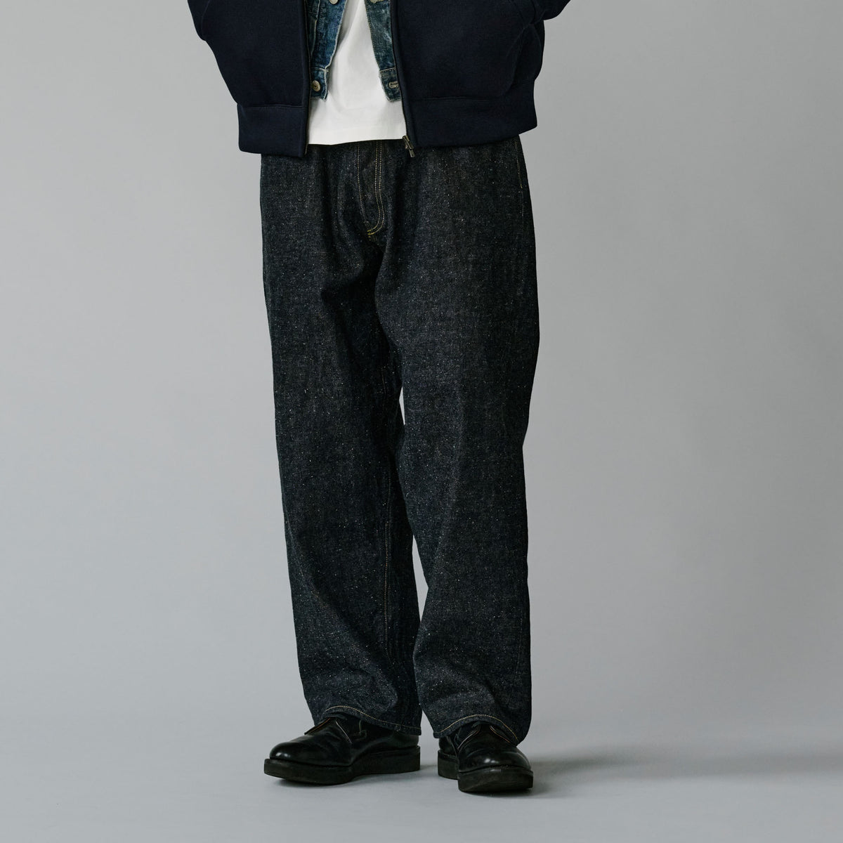 42579 RECYCLED WASTE SUVIN COTTON YARN 14oz. DENIM 5POCKET WIDE PANTS 42579 ...