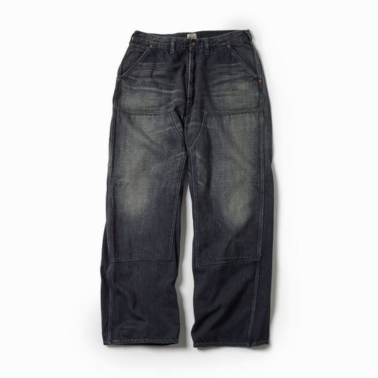 RECYCLED WASTE SUVIN COTTON YARN 11.5oz.DENIM DOUBLE KNEE PAINTER PANTS VINTAGE WASHED 42582