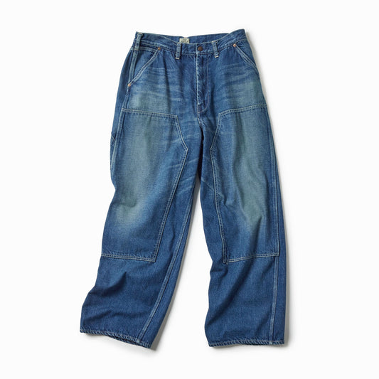 RECYCLED WASTE SUVIN COTTON YARN 11.5oz.DENIM DOUBLE KNEE PAINTER PANTS VINTAGE WASHED 42582