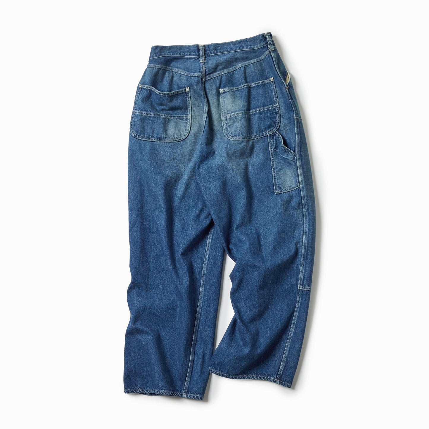 RECYCLED WASTE SUVIN COTTON YARN 11.5oz.DENIM DOUBLE KNEE PAINTER PANTS VINTAGE WASHED 42582
