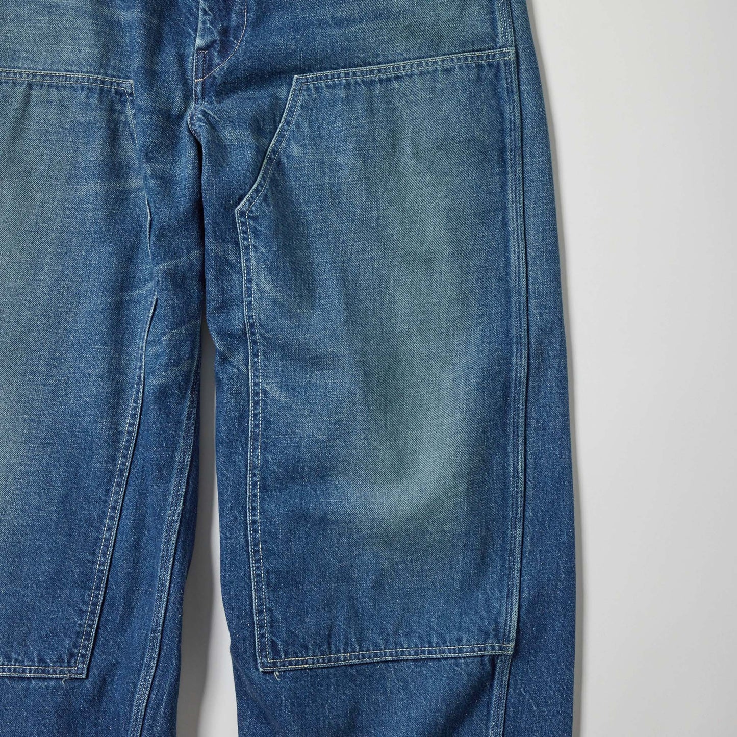 RECYCLED WASTE SUVIN COTTON YARN 11.5oz.DENIM DOUBLE KNEE PAINTER PANTS VINTAGE WASHED 42582
