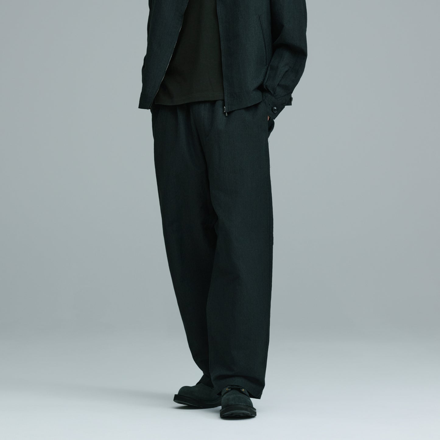 LINEN/WOOL TROPICAL EASY WIDE PANTS