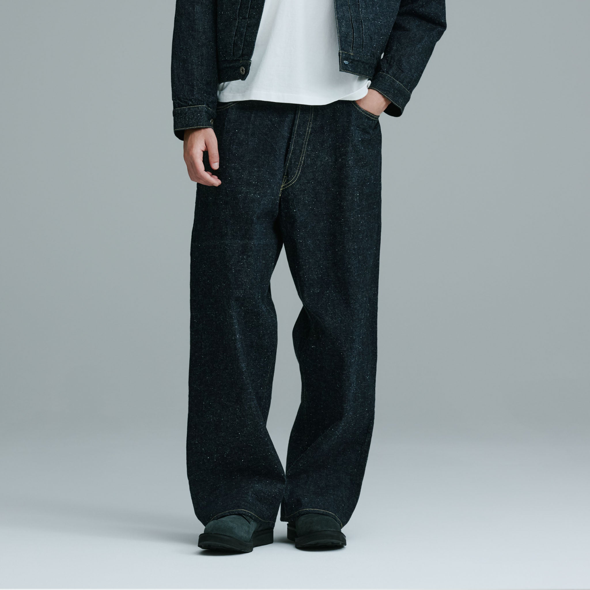 RECYCLED WASTE SUVIN COTTON YARN 11.5oz DENIM 5POCKET WIDE PANTS