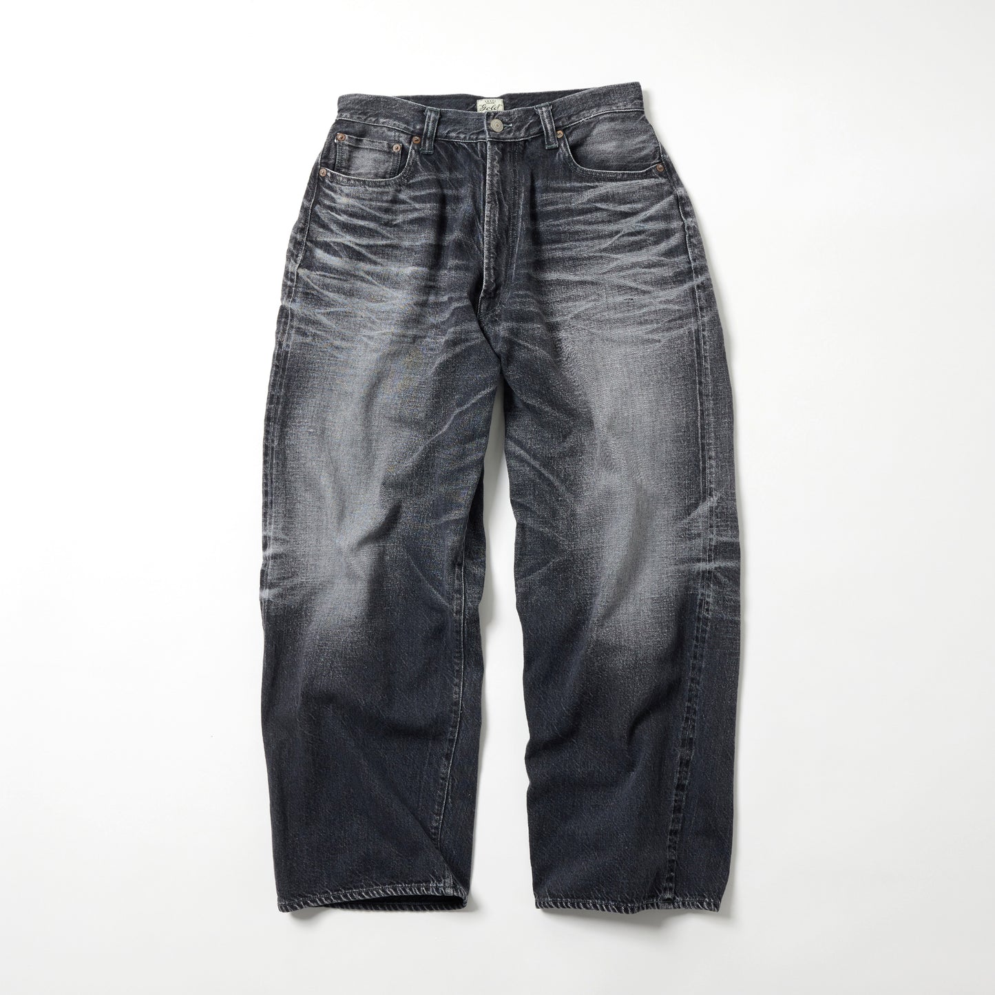 RECYCLED WASTE SUVIN COTTON YARN 11.5oz. DENIM 5POCKET WIDE PANTS VINTAGE WASHED 42621