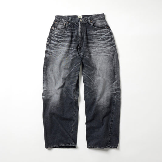 RECYCLED WASTE SUVIN COTTON YARN 11.5oz. DENIM 5POCKET WIDE PANTS VINTAGE WASHED 42621