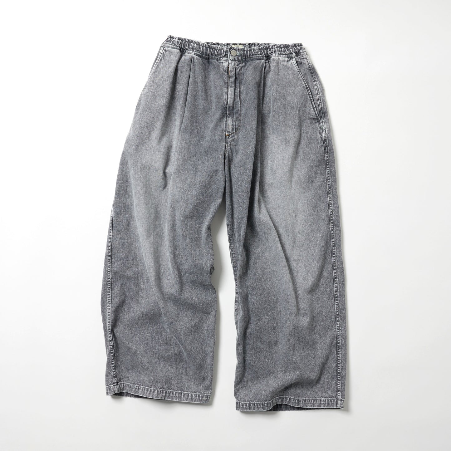 RECYCLED WASTE SUVIN COTTON YARN 10oz. JELT DENIM EASY WIDE PANTS BLEACH WASHED 42624