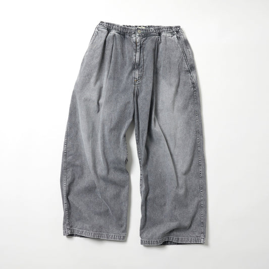 RECYCLED WASTE SUVIN COTTON YARN 10oz. JELT DENIM EASY WIDE PANTS BLEACH WASHED 42624