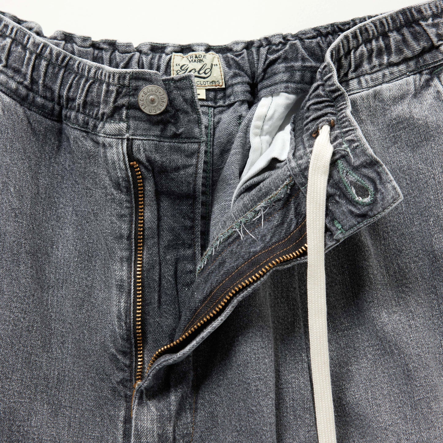 RECYCLED WASTE SUVIN COTTON YARN 10oz. JELT DENIM EASY WIDE PANTS BLEACH WASHED 42624