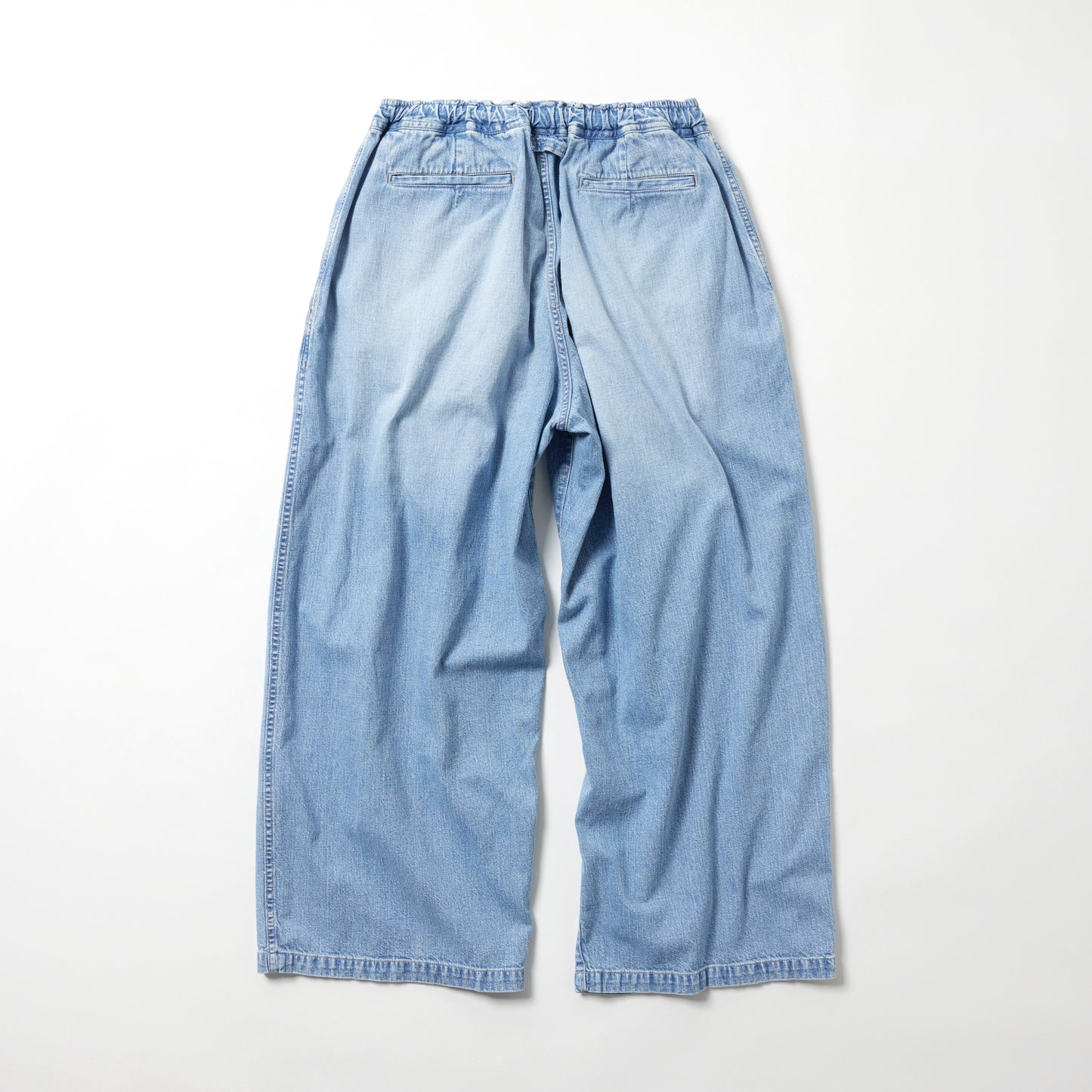 RECYCLED WASTE SUVIN COTTON YARN 10oz. JELT DENIM EASY WIDE PANTS BLEACH WASHED 42624