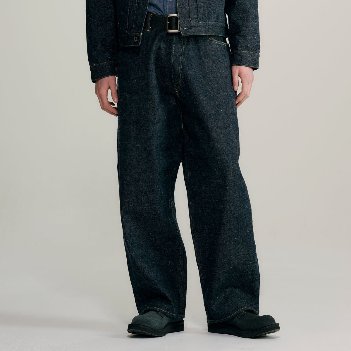 RECYCLED WASTE SUVIN COTTON YARN 14oz. DENIM 5POCKET WIDE PANTS WWⅡ MODEL 42675