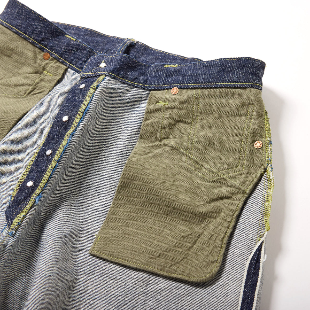 RECYCLED WASTE SUVIN COTTON YARN 14oz. DENIM 5POCKET WIDE PANTS WWⅡ MODEL 42675