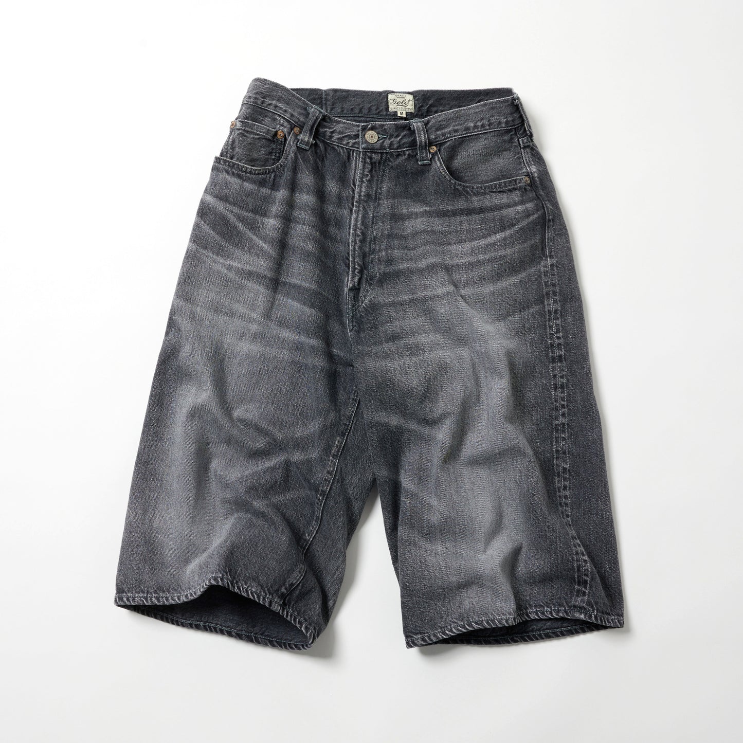 RECYCLED WASTE SUVIN COTTON YARN 11.5oz. DENIM 5POCKET WIDE SHORTS VINTAGE WASHED 52633