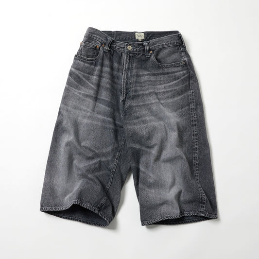 RECYCLED WASTE SUVIN COTTON YARN 11.5oz. DENIM 5POCKET WIDE SHORTS VINTAGE WASHED 52633