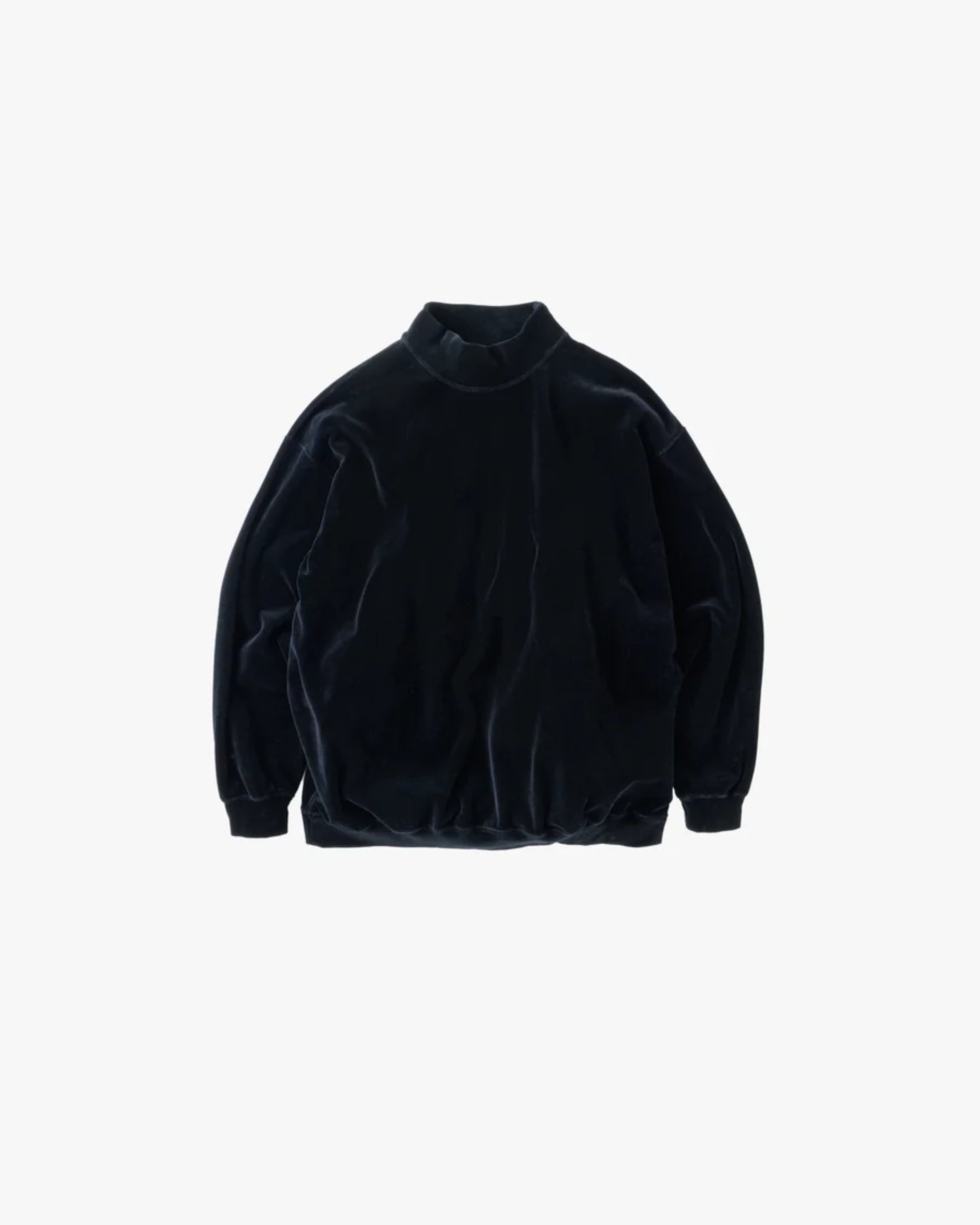 Compact Velour Mock Neck BLACK