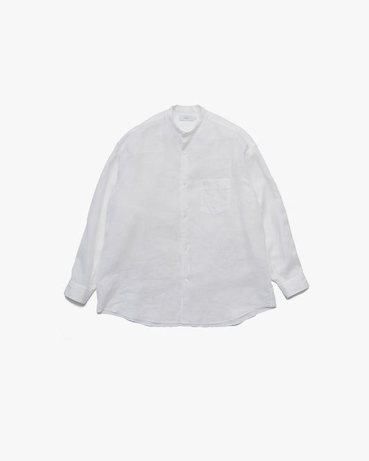 Linen L/S Oversized Band Collar Shirt WHITE