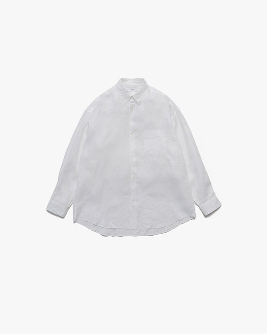 Linen L/S Oversized Regular Collar Shirt WHITE