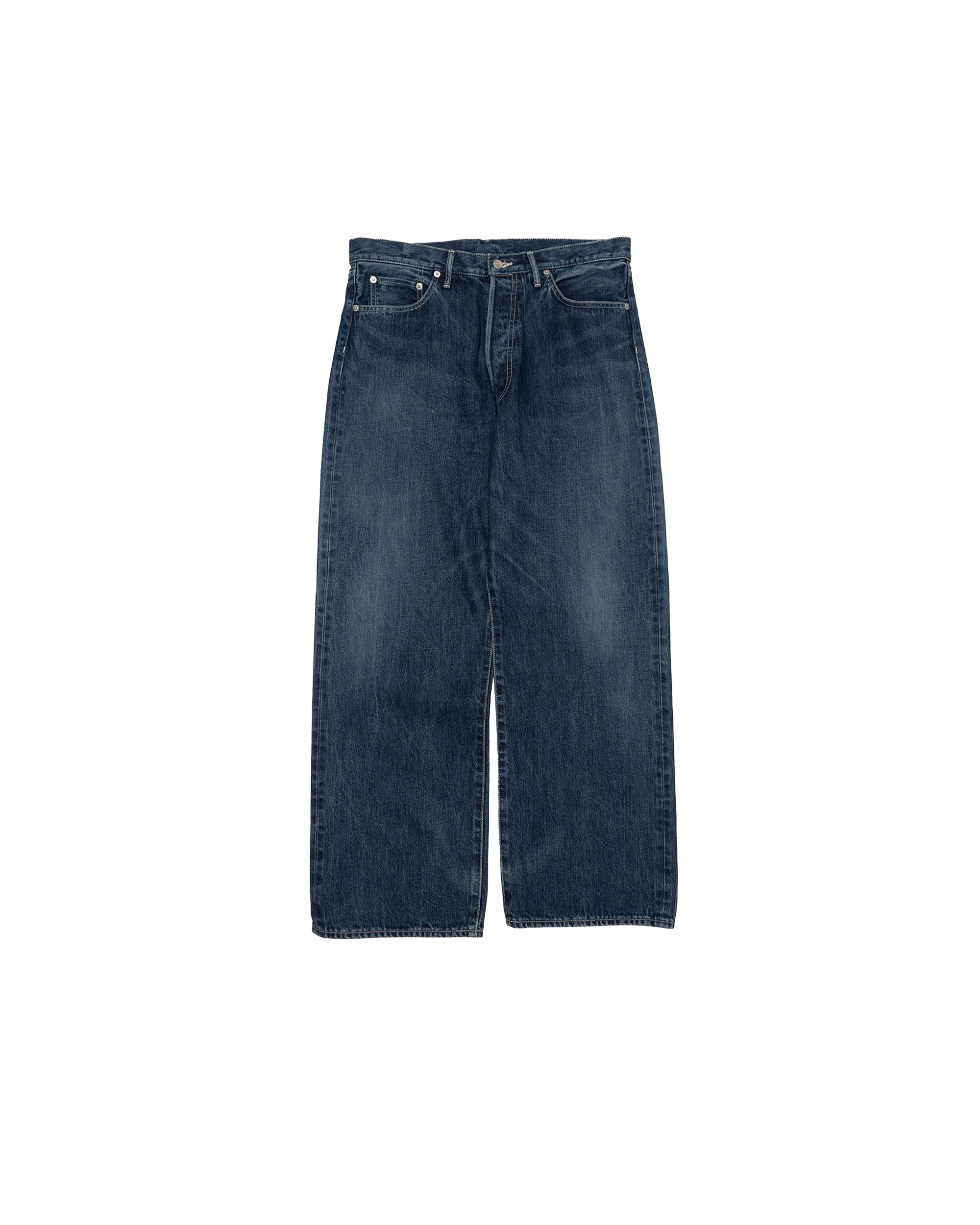 Selvage Denim Five Pocket Wide Straight Pants INDIGO DARK FADE