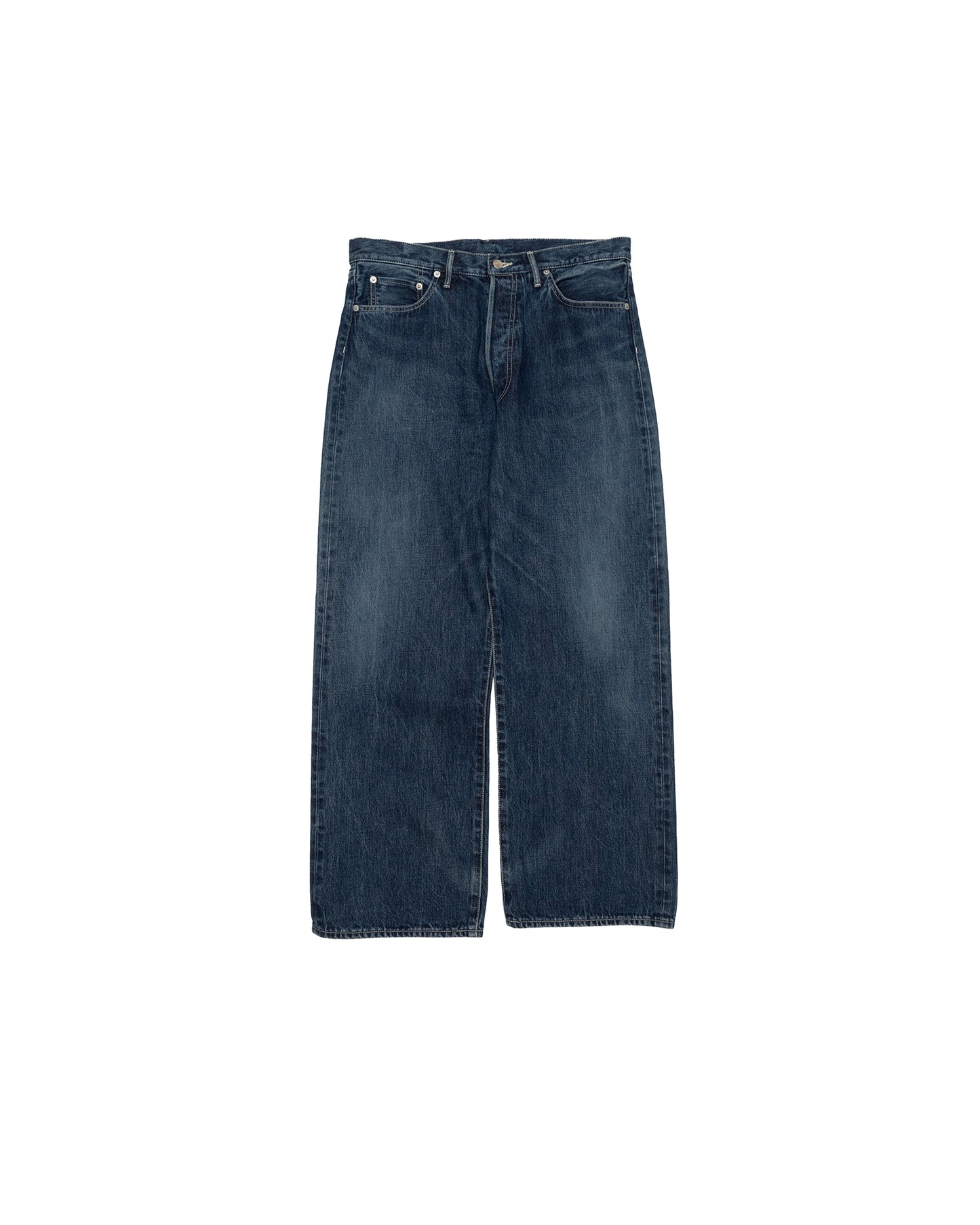 Selvage Denim Five Pocket Wide Straight Pants INDIGO DARK FADE