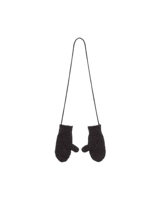 Cotton Wool Slub Mittens BLACK