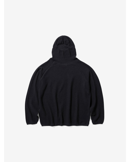Perforated Wholegarment Knit Top BLACK