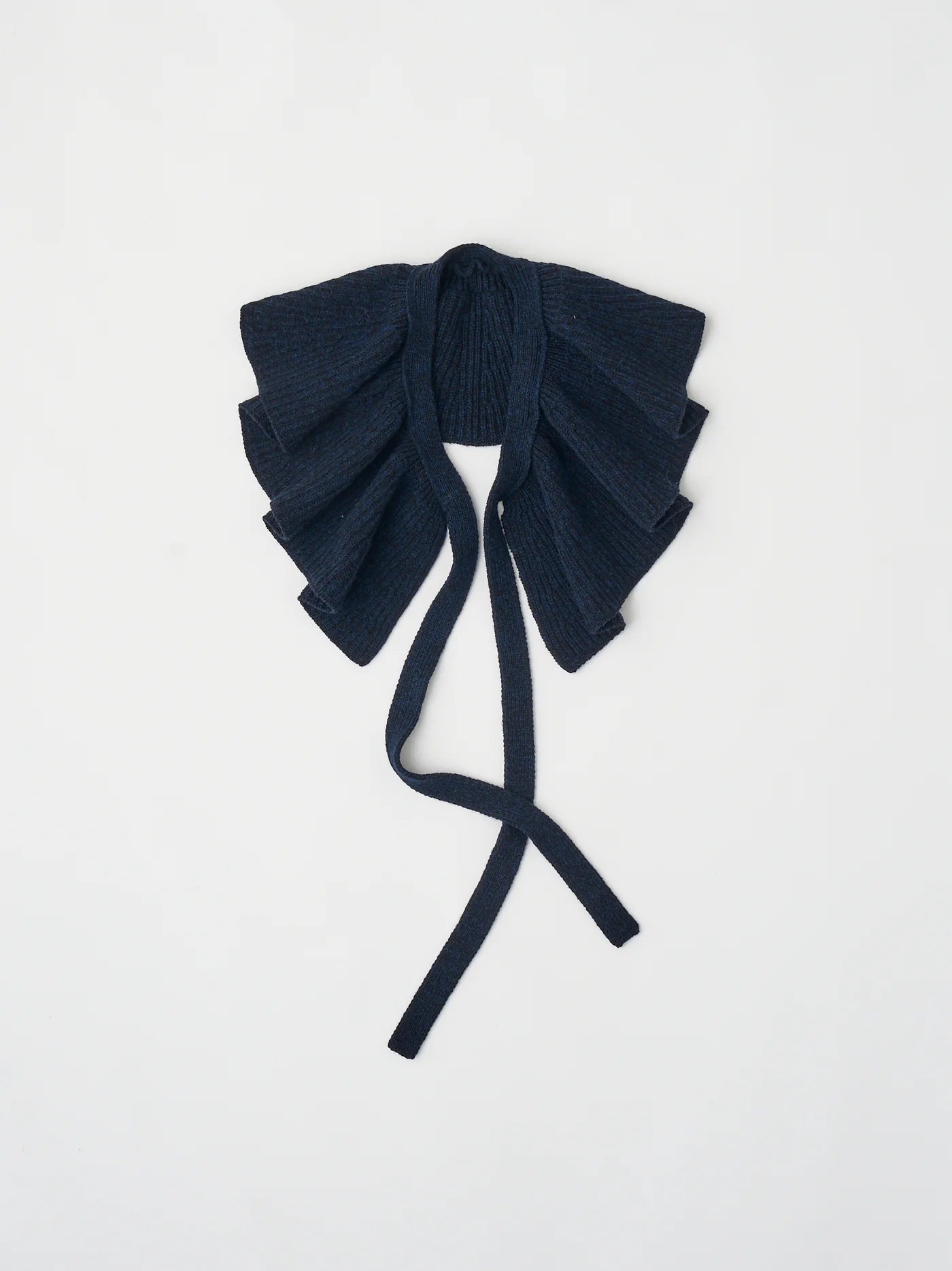 woolen cotton & ex.fine lambs wool ribbed-knit frill collar