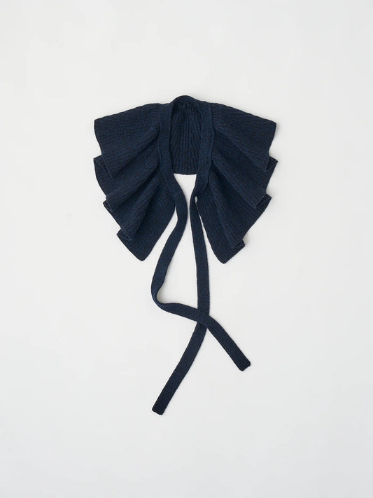 woolen cotton & ex.fine lambs wool ribbed-knit frill collar