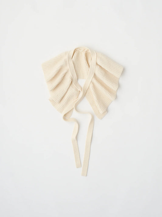woolen cotton & ex.fine lambs wool ribbed-knit frill collar