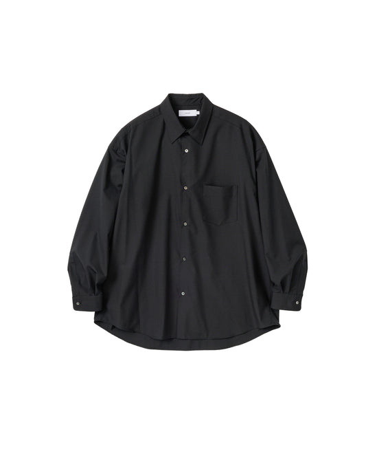Fine Wool Tropical Oversized Regular Collar Shirt BLACK