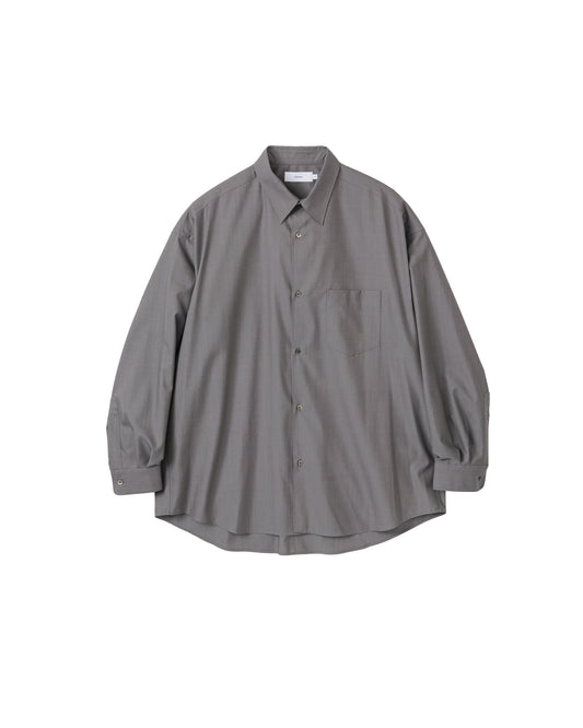 Fine Wool Tropical Oversized Regular Collar Shirt GRAY
