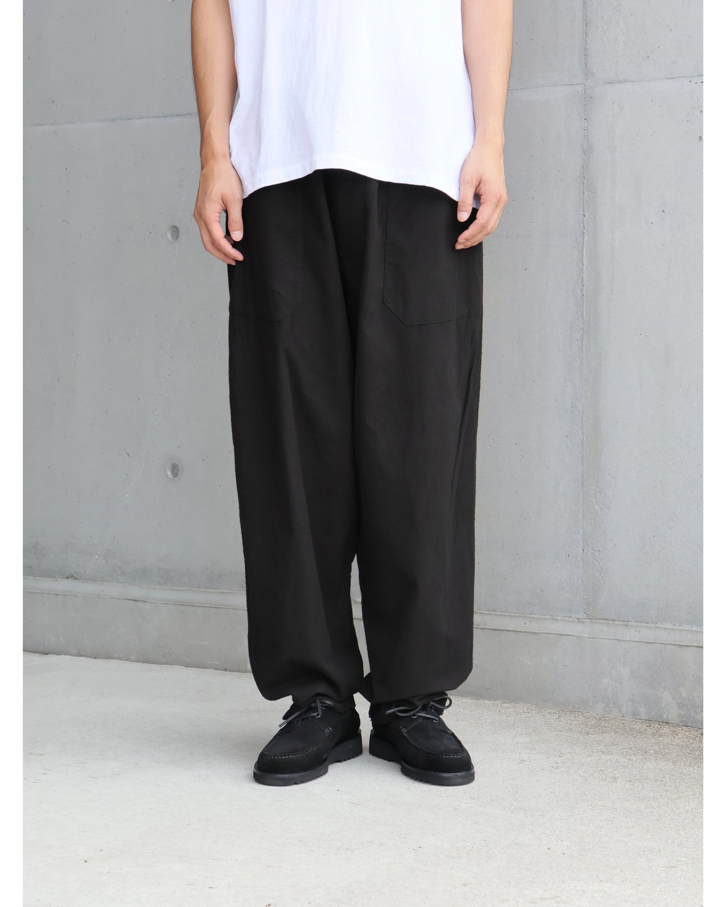 コットンネル テーパードパンツ BLACK