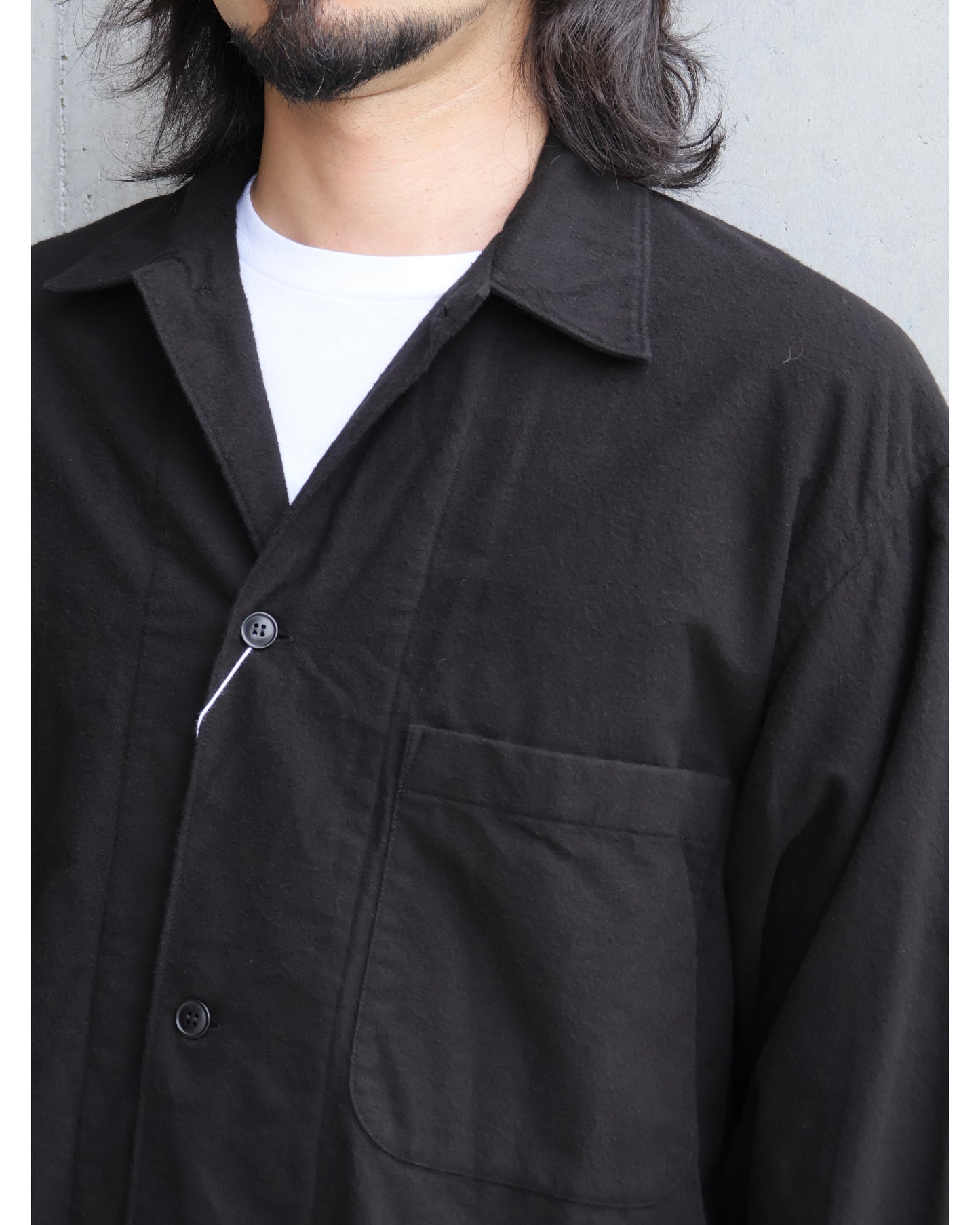 コットンネル シャツジャケット BLACK