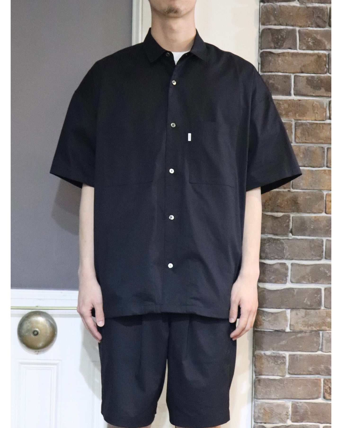 Solotex Twill S/S Oversized Box Shirt BLACK